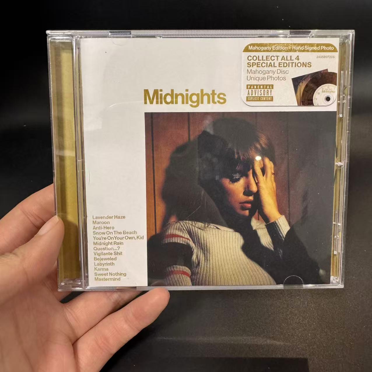Taylor Swift Midnights Mahogany Edition Signed CD (Heart Signature, Side Opened Only)