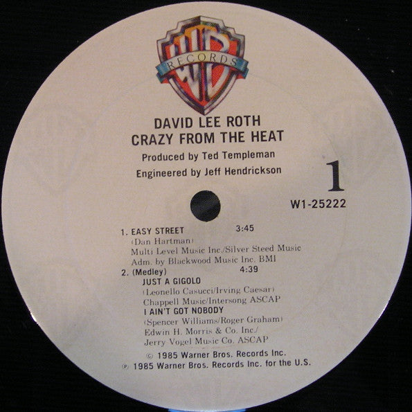 David Lee Roth : Crazy From The Heat (12", EP, Club, Car)