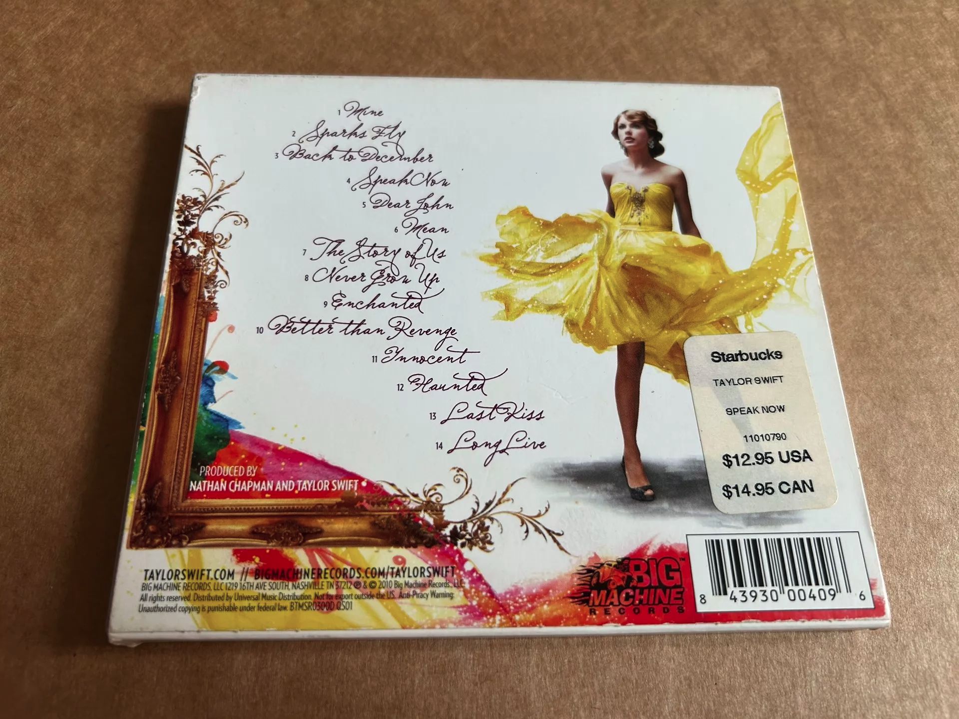 Taylor Swift – Speak Now Starbucks Exclusive Sleeve + US CD — Pre-Owned