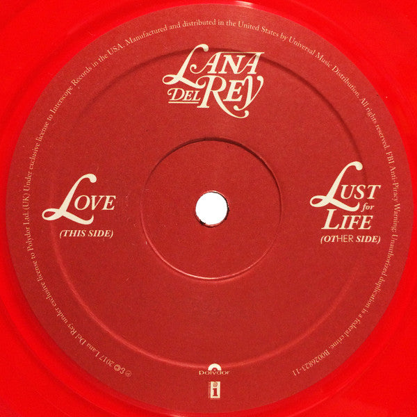 Lana Del Rey : Love / Lust For Life (7", Shape, Single, Ltd, Red)
