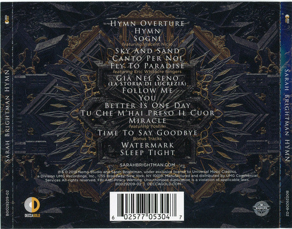 Sarah Brightman : Hymn (CD, Album, Tar)
