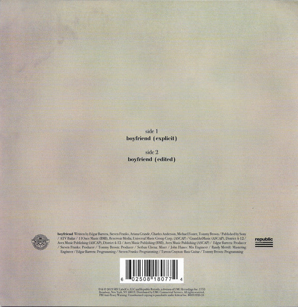 Ariana Grande & Social House : Boyfriend (7", Single, Ltd)