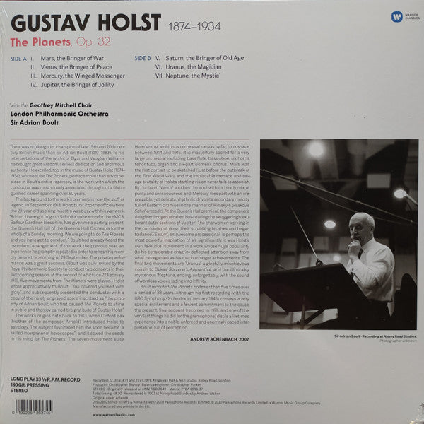 Holst*, Sir Adrian Boult, London Philharmonic Orchestra, Geoffrey Mitchell Choir* : The Planets (LP, Album, 180)