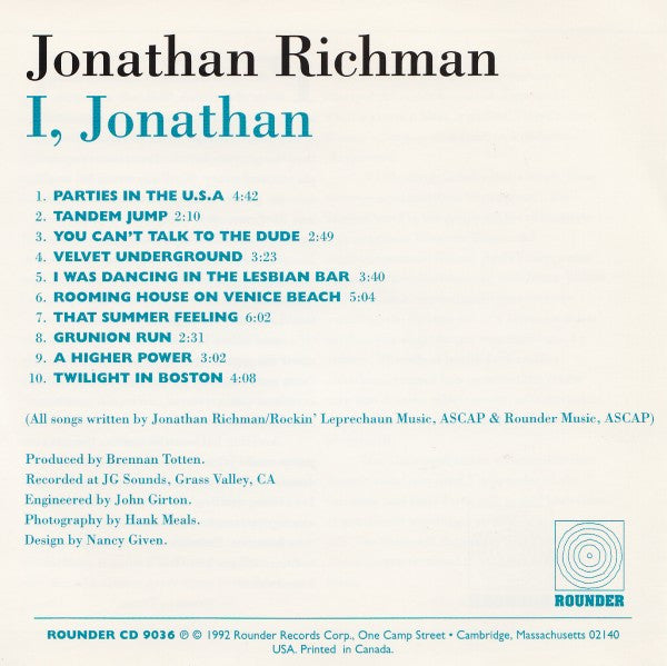 Jonathan Richman : I, Jonathan (CD, Album)