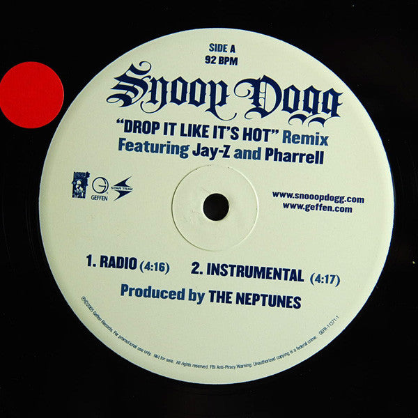Snoop Dogg : Drop It Like It's Hot (Remix) (12", Promo)
