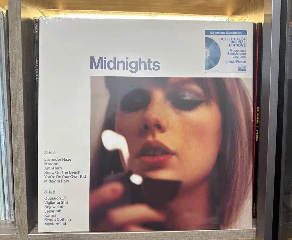 Taylor Swift Midnights Moonstone Blue Marbled Vinyl LP Like New (US Press)