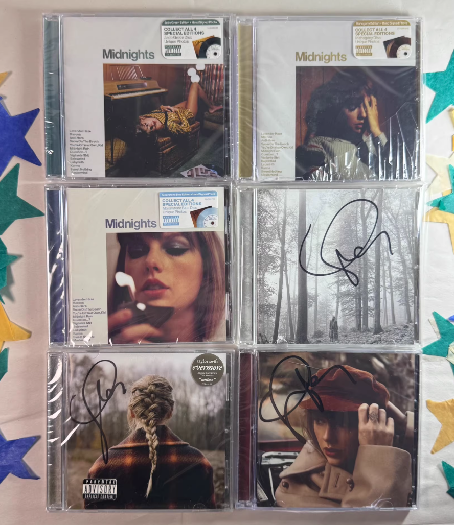 Taylor Swift – Signed CD Set (Midnights, RED TV, Evermore, Folklore) – 6-Pack