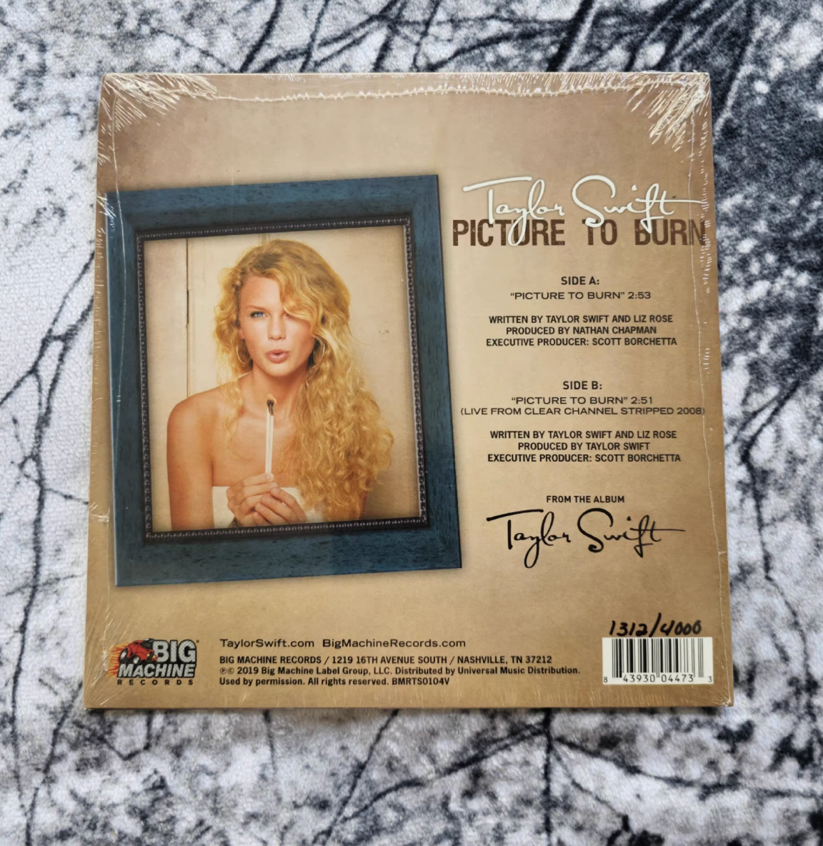 Taylor Swift "Picture To Burn" 7" Grey Vinyl #1312! Birthday numbers 13+12! Limited 4000, sealed perfect condition! 🔥💛✨