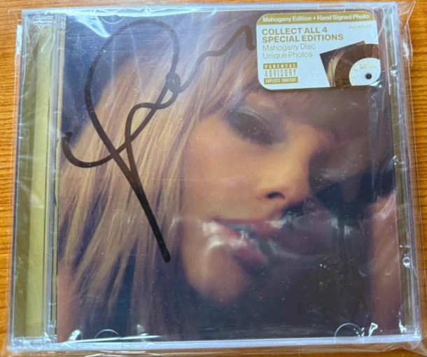 Taylor Swift Midnights Mahogany Autographed CD Open Box Side Tear US Edition