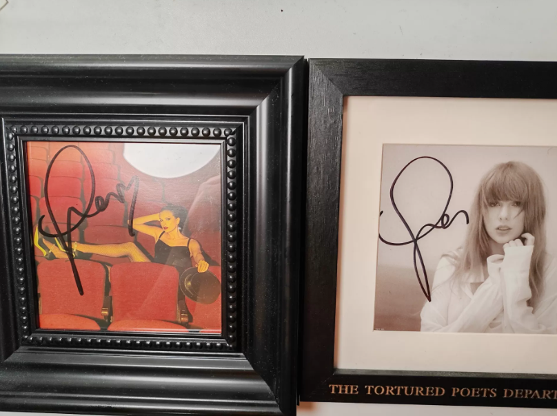 Taylor Swift – TTPD Signed Art Card + The Life of a Showgirl Signed Insert Framed Bundle