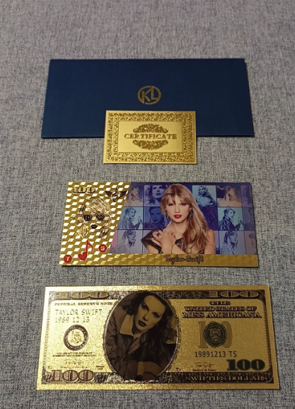 Taylor Swift – Memorial Gold Foil Ticket & Banknote Card Set Complete 2pcs