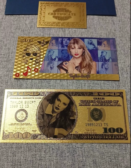 Taylor Swift – Memorial Gold Foil Ticket & Banknote Card Set Complete 2pcs