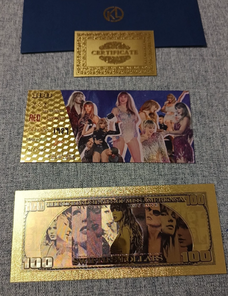 Taylor Swift – Memorial Gold Foil Ticket & Banknote Card Set Complete 2pcs