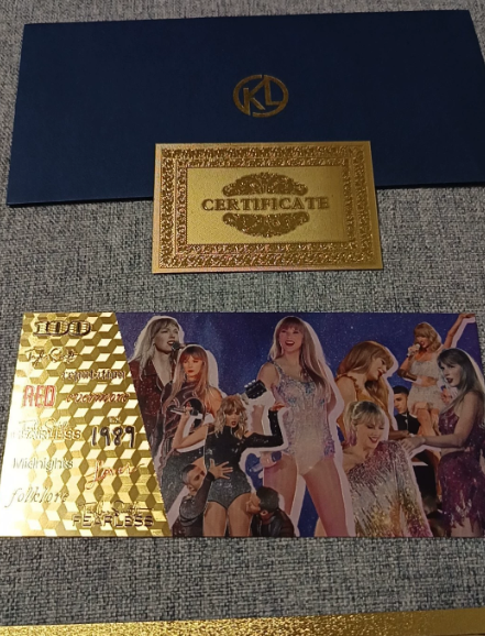 Taylor Swift – Memorial Gold Foil Ticket & Banknote Card Set Complete 2pcs