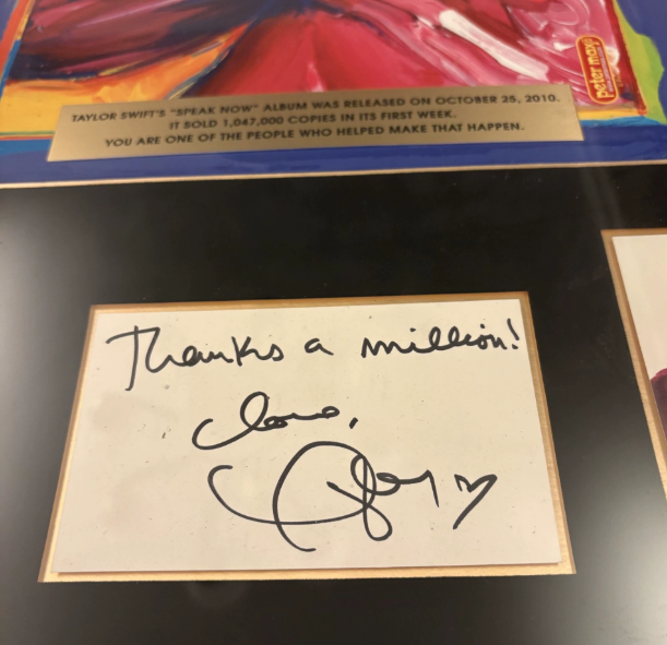 Taylor Swift Speak Now Thanks A Million Framed Signed CD Plaque