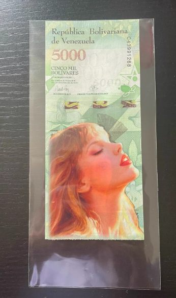 Venezuela 5000 Bolivares (Taylor Swift Rainbow Custom Overprint Banknote, UNC)