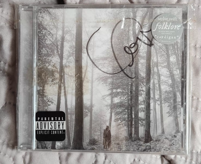 Taylor Swift - Folklore 1st Run Signed CD, NM Sealed with Tape Residue on Outer Wrap