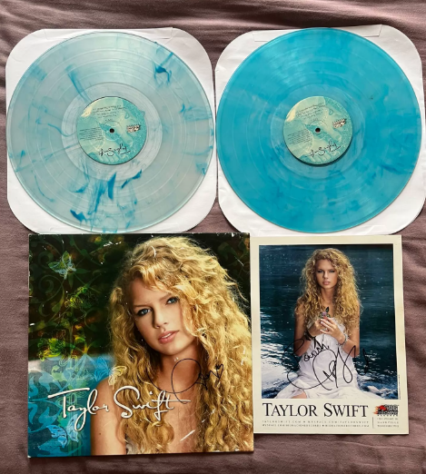 Taylor Swift – Taylor Swift RSD Blue Vinyl 2LP + Signed Mini Poster Bundle