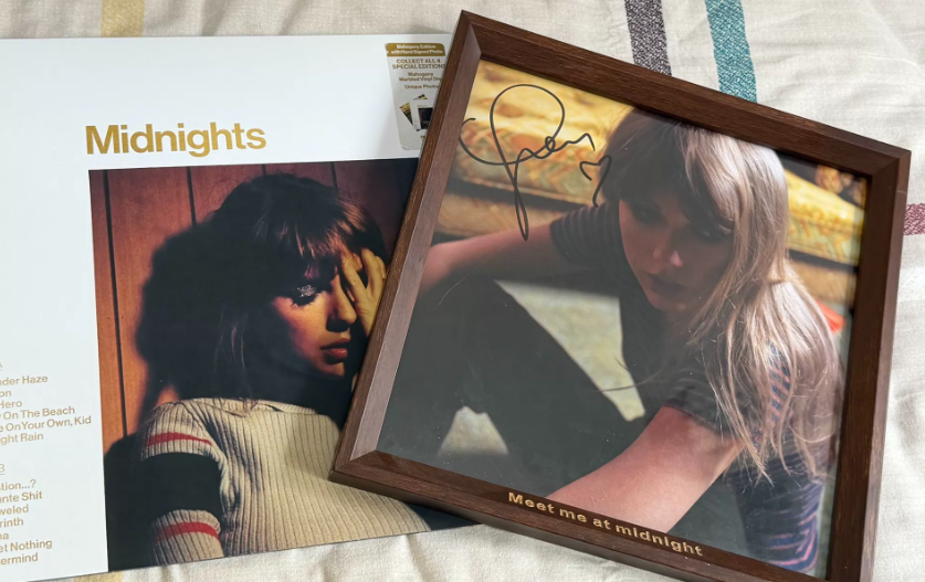 Taylor Swift – Midnights Mahogany Edition Signed Vinyl LP with Framed Heart Insert