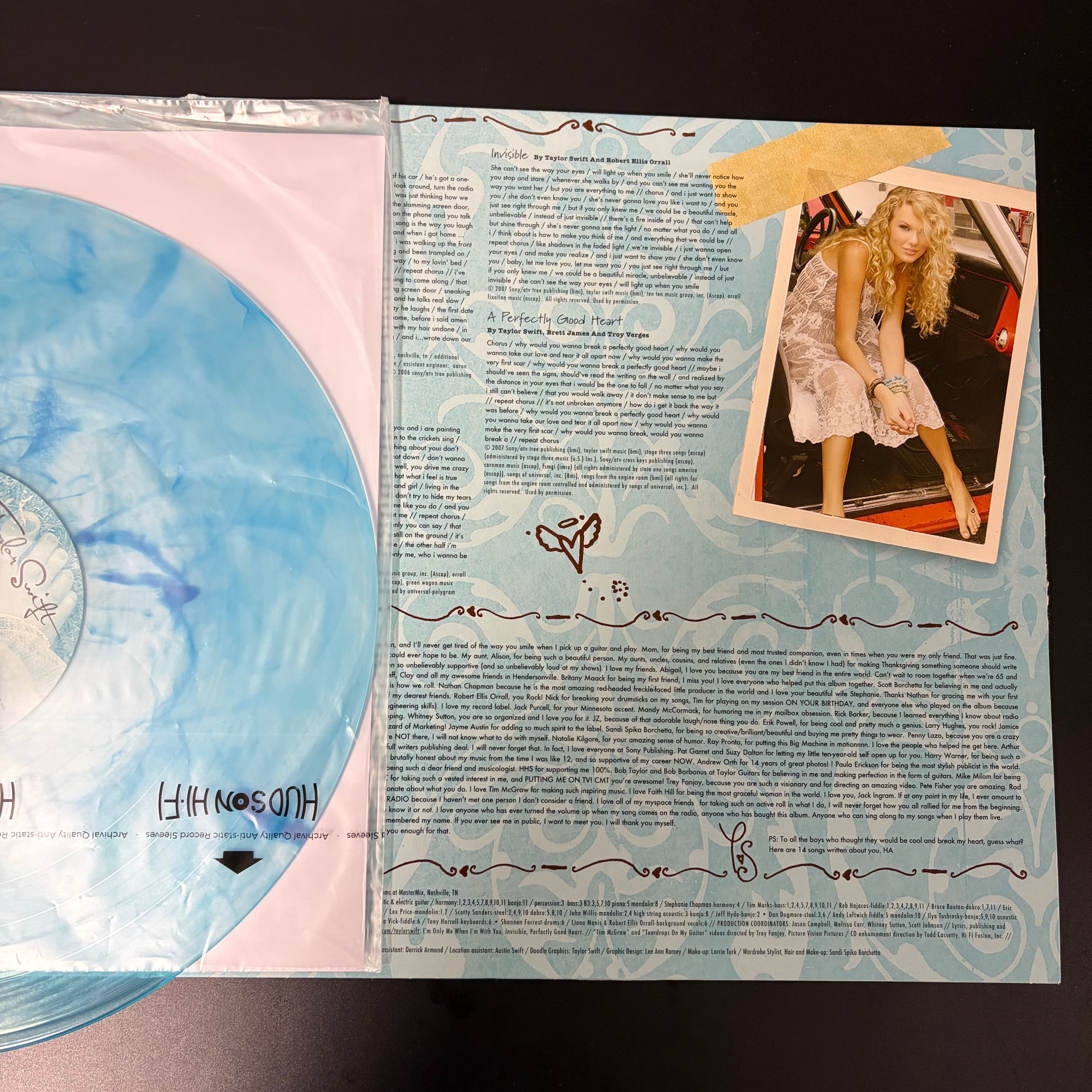 Taylor Swift Debut Self-Titled RSD Exclusive 2LP Vinyl (Crystal Clear & Turquoise, Opened Only)