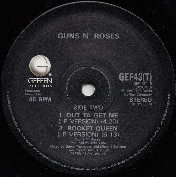Guns N' Roses : Sweet Child O' Mine (12", Single, Met)