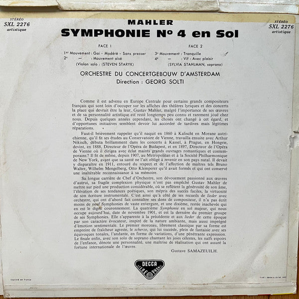 Gustav Mahler - Concertgebouworkest, Georg Solti : Symphonie N°4 (LP)