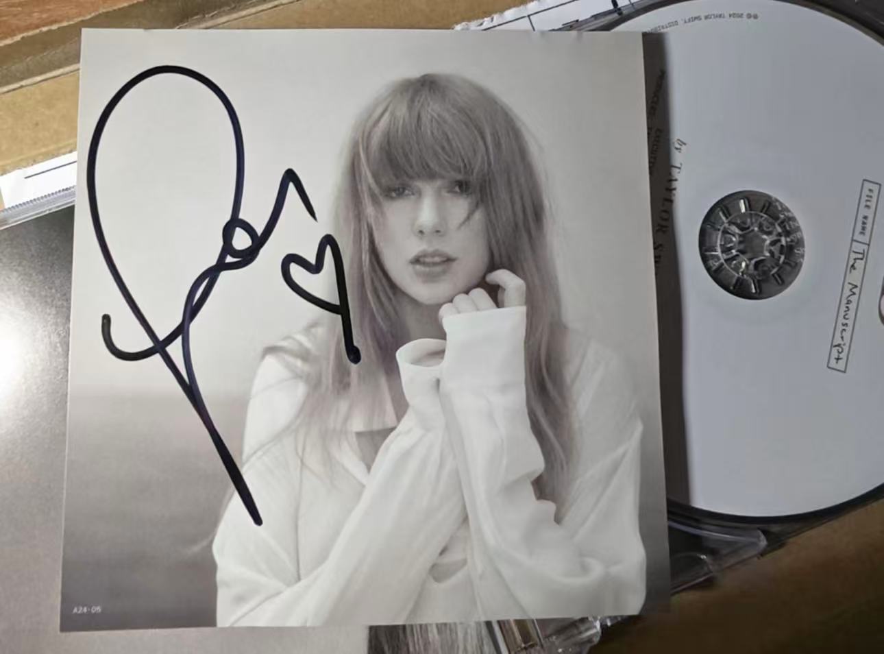 Taylor Swift TTPD The Tortured Poets Department Heart Signature Art Card + Open Box CD UK Edition Read Desc