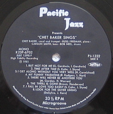 Chet Baker : Chet Baker Sings (LP, Album, Mono, RE)