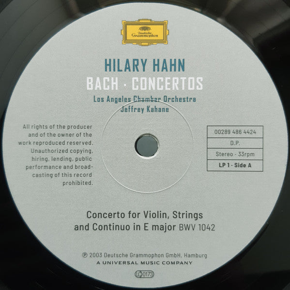 Hilary Hahn, The Los Angeles Chamber Orchestra, Jeffrey Kahane, Johann Sebastian Bach : Concertos (2xLP, Album, RE, 180)