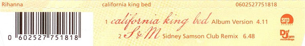 Rihanna : California King Bed (CD, Single)