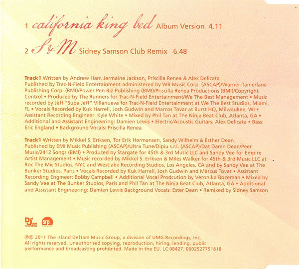 Rihanna : California King Bed (CD, Single)