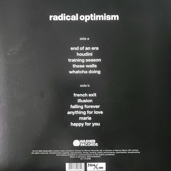 Dua Lipa : Radical Optimism (LP, Album, Ltd, Num, Pic, Zoe)
