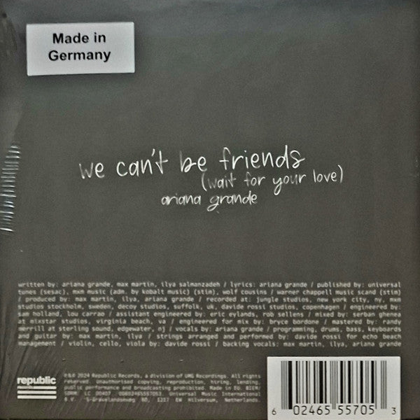 Ariana Grande : We Can't Be Friends (Wait For Your Love) (CD, Single, Ltd)