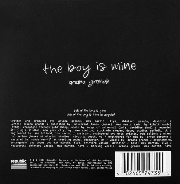Ariana Grande : The Boy Is Mine (7", Single, Cle)