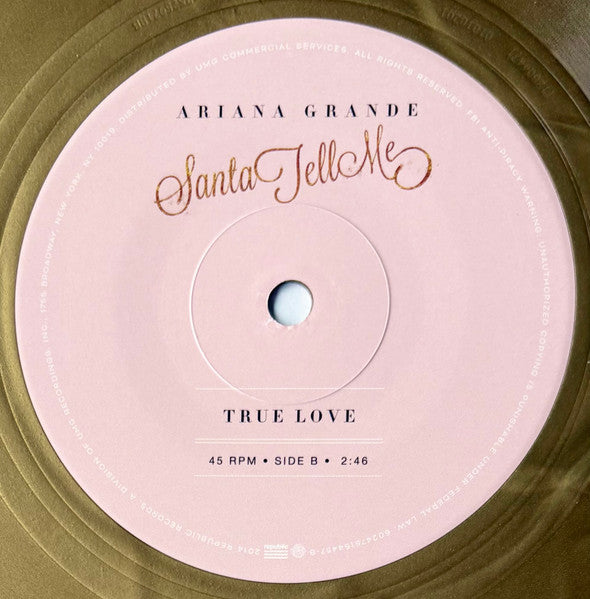 Ariana Grande : Santa Tell Me (7", Single, Gol)