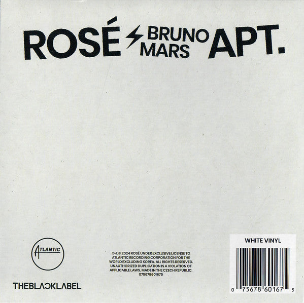Rosé (2) ϟ Bruno Mars : Apt. (7", S/Sided, Single, Ltd, Whi)