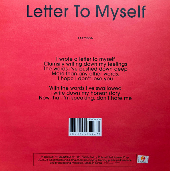 태연 : Letter To Myself (LP, Ltd, Whi)