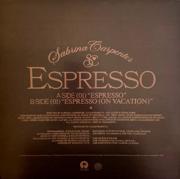 Sabrina Carpenter : Espresso (12", Single, Ltd, Esp)