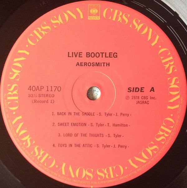 Aerosmith = Aerosmith : Live! Bootleg = ライヴ・ブートレッグ (2xLP, Album, Gat)