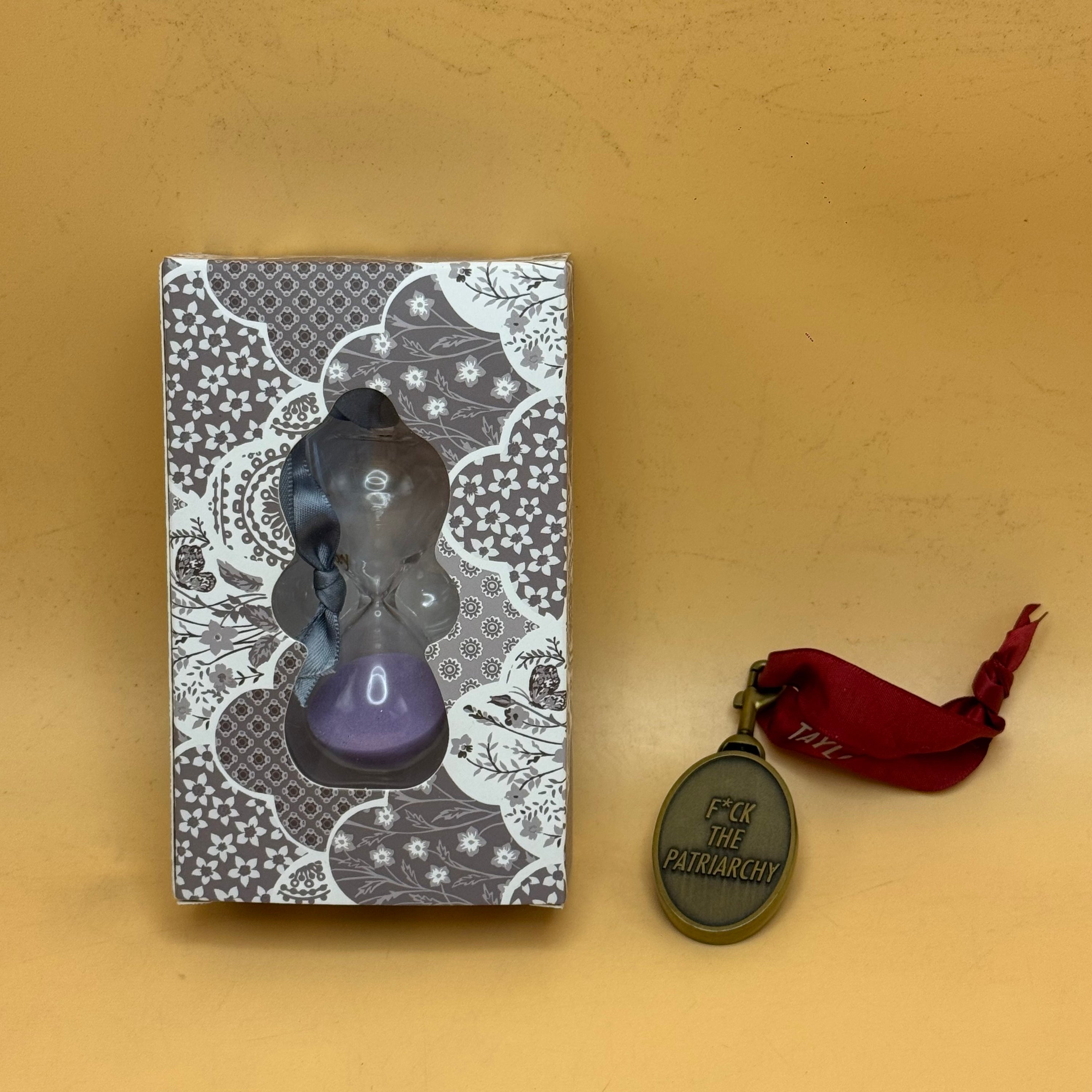 Taylor Swift Merchandise | Hourglass Ornament & “F*ck The Patriarchy” Keychain