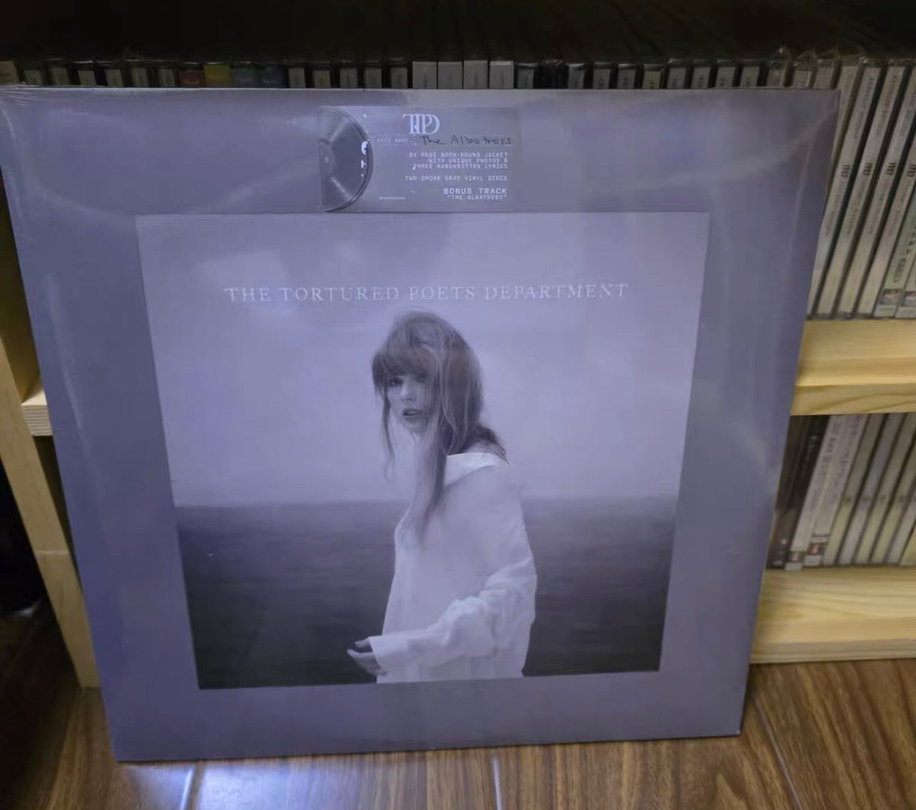 Taylor Swift The Tortured Poets Department US Edition Grey Vinyl Sealed Sticker Wear Read Desc