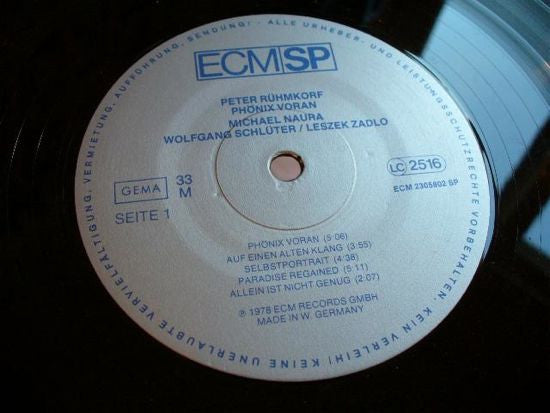 Peter Rühmkorf, Michael Naura, Wolfgang Schlüter, Leszek Zadlo : Phönix Voran (LP, Album)