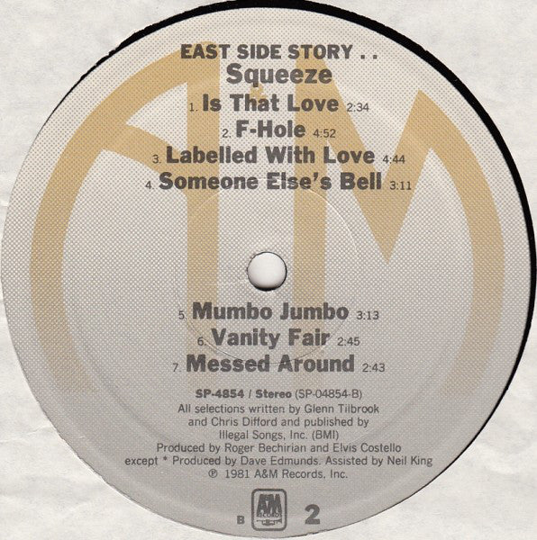 Squeeze (2) : East Side Story (LP, Album, B -)