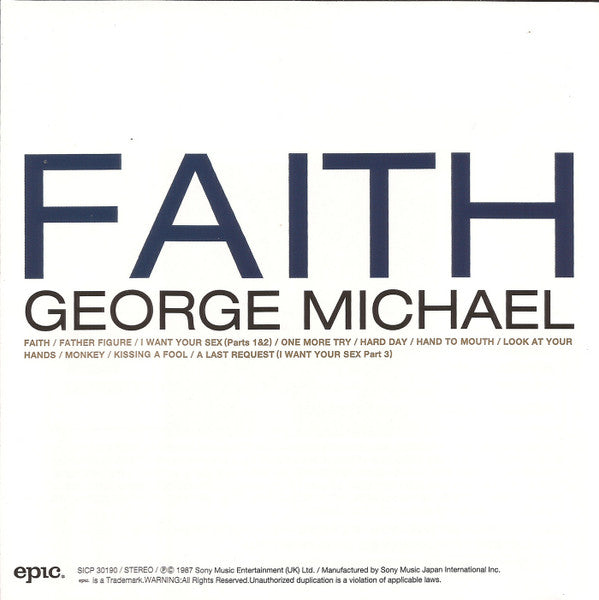 George Michael : Faith (CD, Album, RE, RM, Blu)