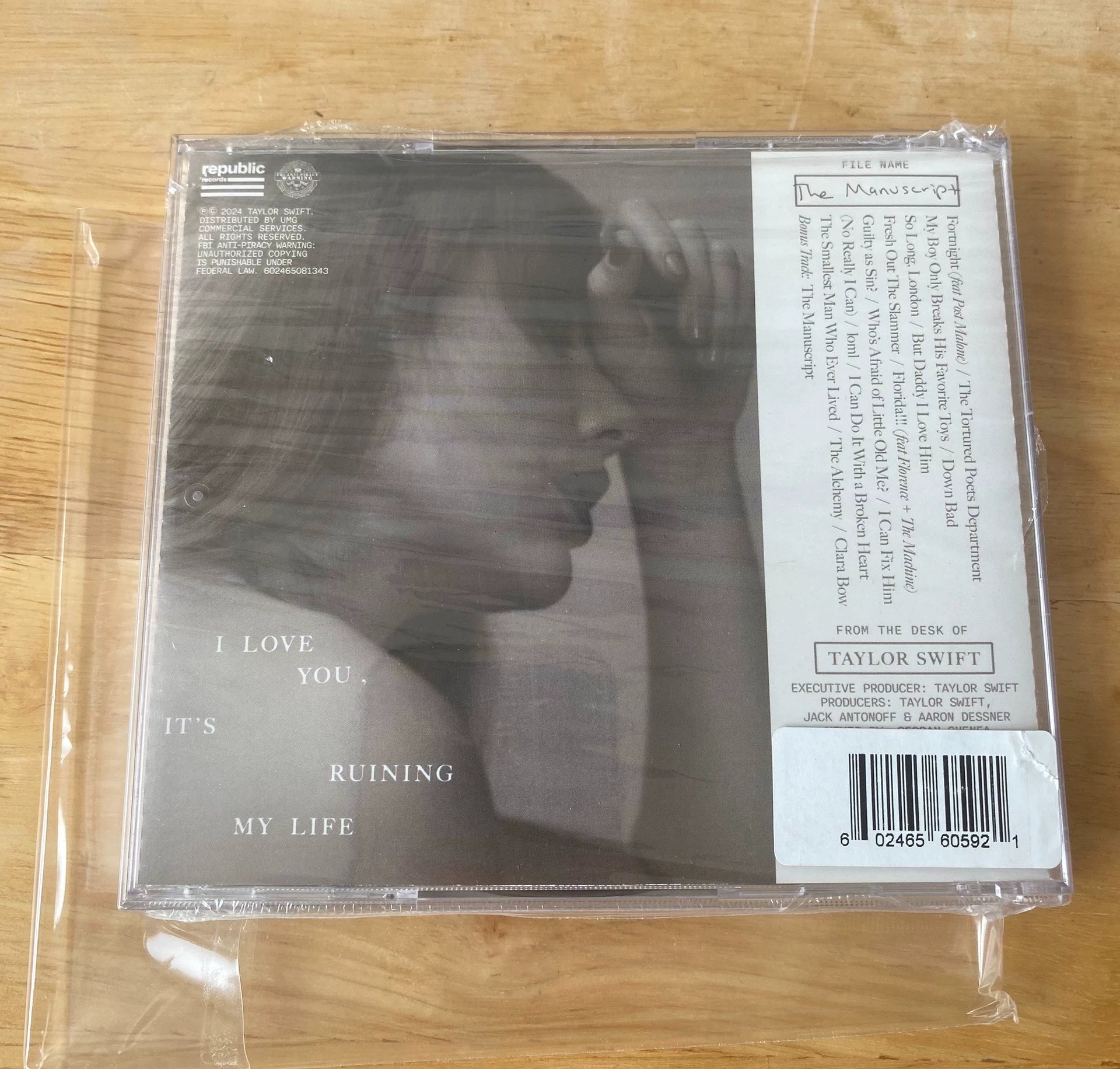 Taylor Swift The Tortured Poets Department US Signed CD with Hard Art Card