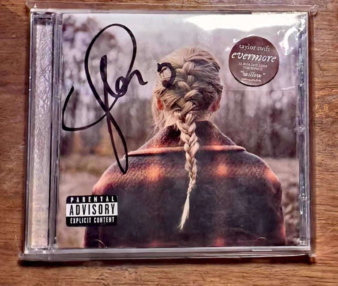 Taylor Swift Evermore Signed CD Autographed Rare Half Heart Signature Like New