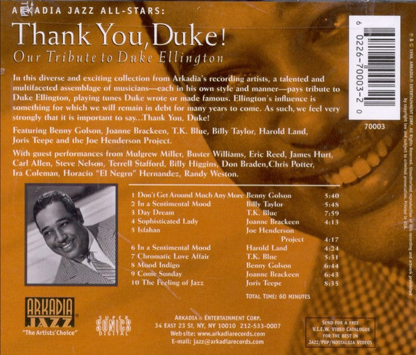 Arkadia Jazz All-Stars : Thank You, Duke! Our Tribute To Duke Ellington (CD, Album)