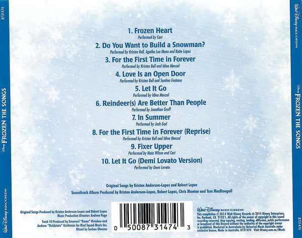 Kristen Anderson-Lopez And Robert Lopez : Frozen The Songs (CD, Album)