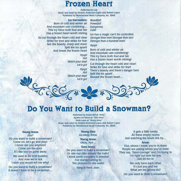 Kristen Anderson-Lopez And Robert Lopez : Frozen The Songs (CD, Album)