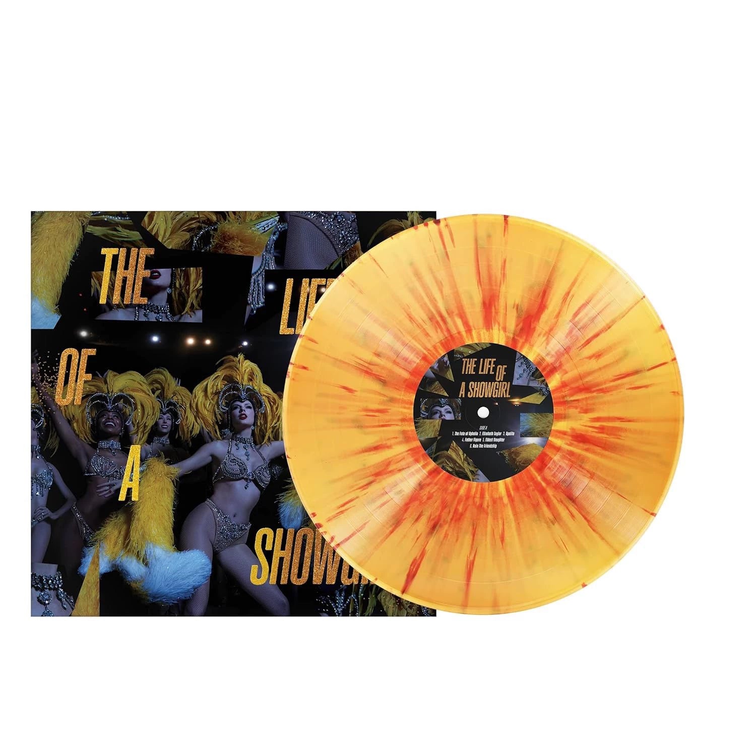 Taylor Swift The Life of a Showgirl Gold & Orange-Red Splatter Vinyl LP — Sealed